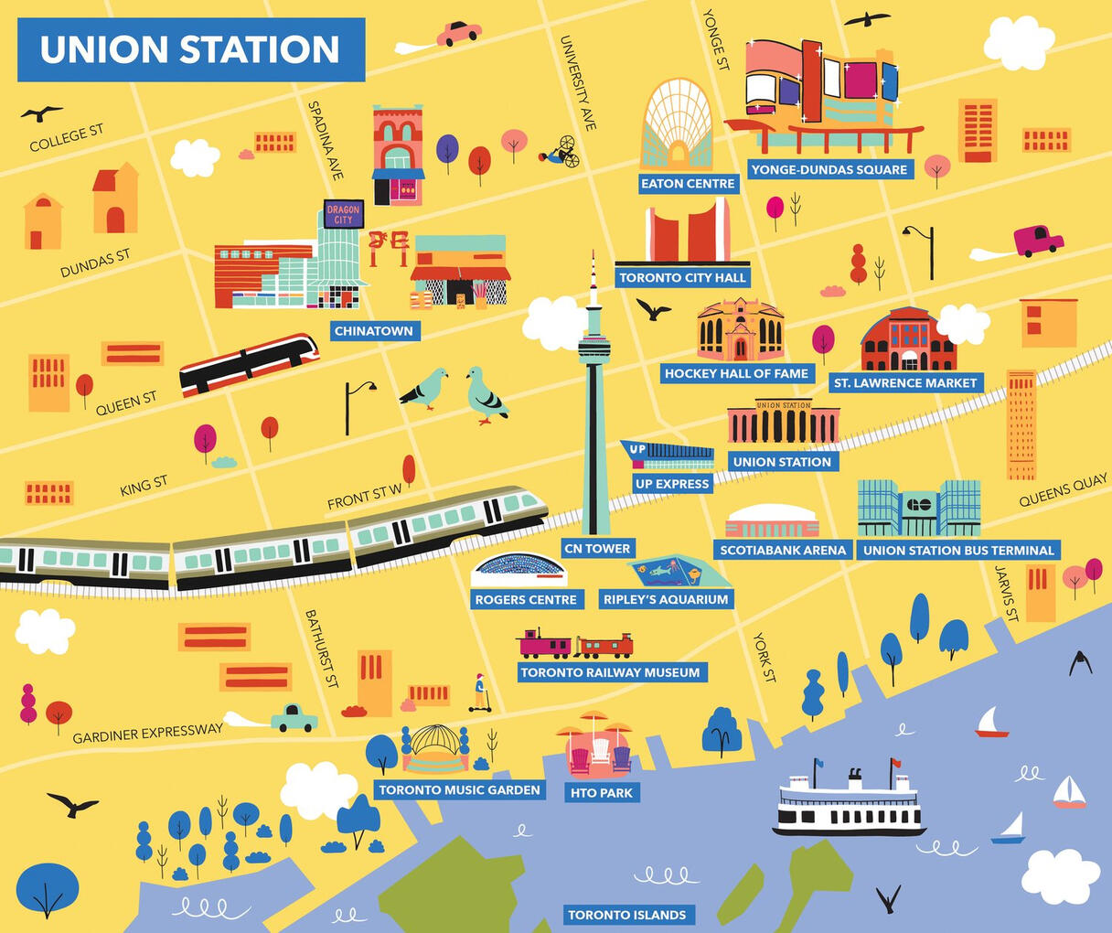 Client: Metrolinx, Up Express Map - Melissa Martin | Illustrator & Artist