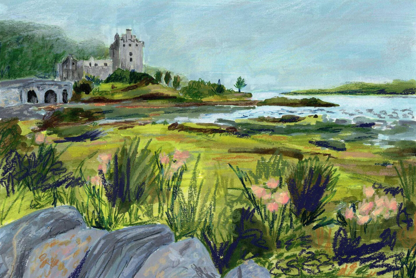 Eilean Donan Landscape Mixed Media Painting (Personal) Melissa Martin Artist