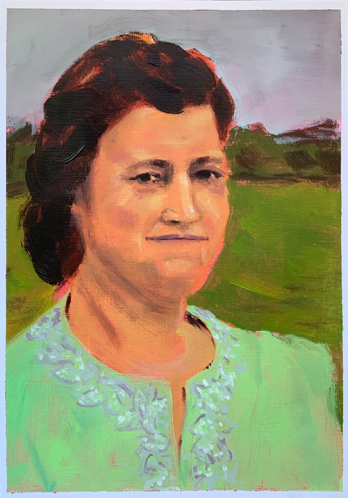 Portrait in oil - Melissa Martin - Illustrator & Artist Knitting in public (Personal) Melissa Martin - Illustrator & Artist